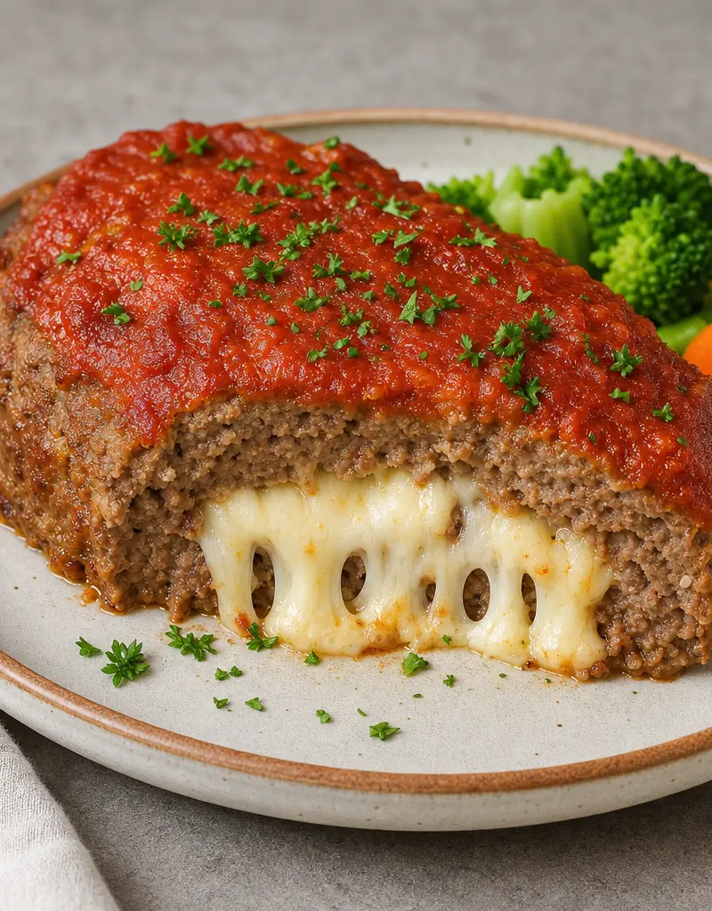 Italian Cheese-stuffed Meatloaf prepared dish