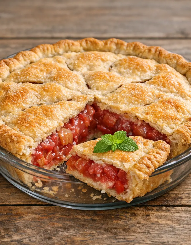 Classic Rhubarb Pie prepared dish