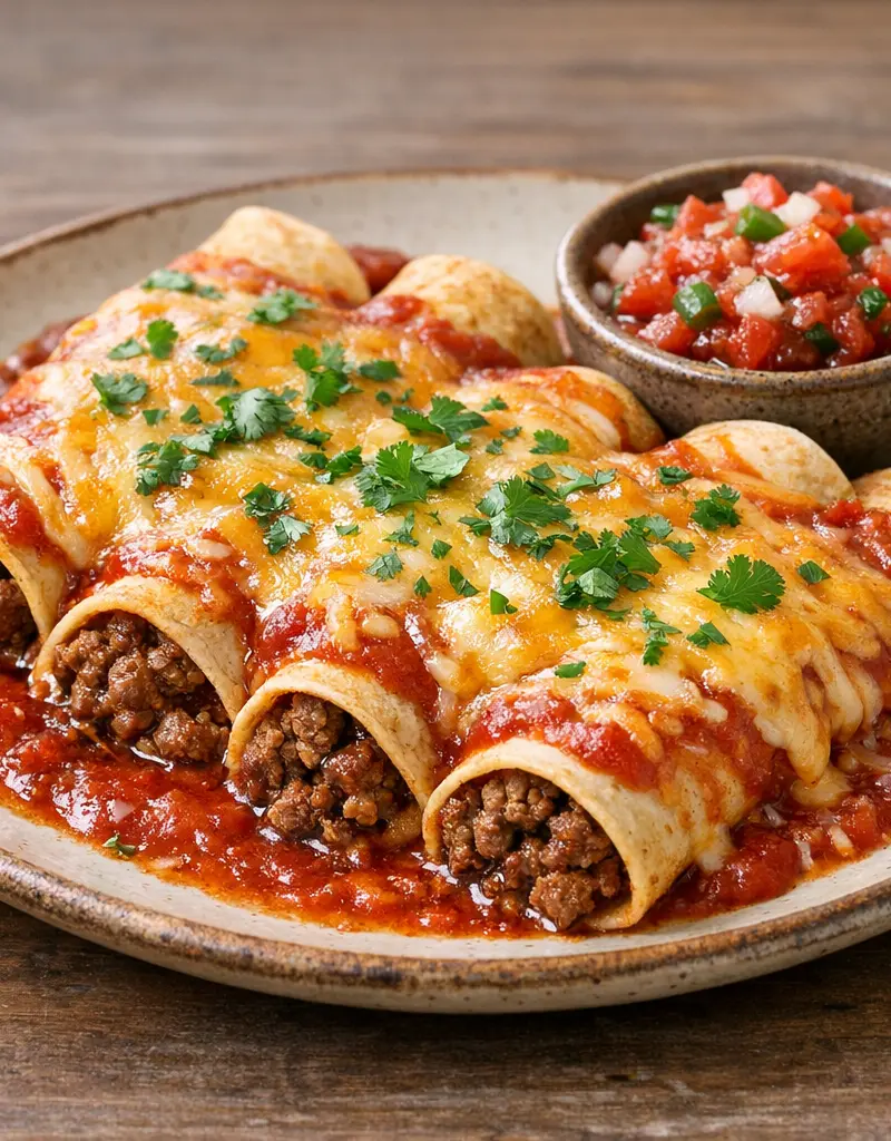 Beef Enchiladas With Cheese prepared dish