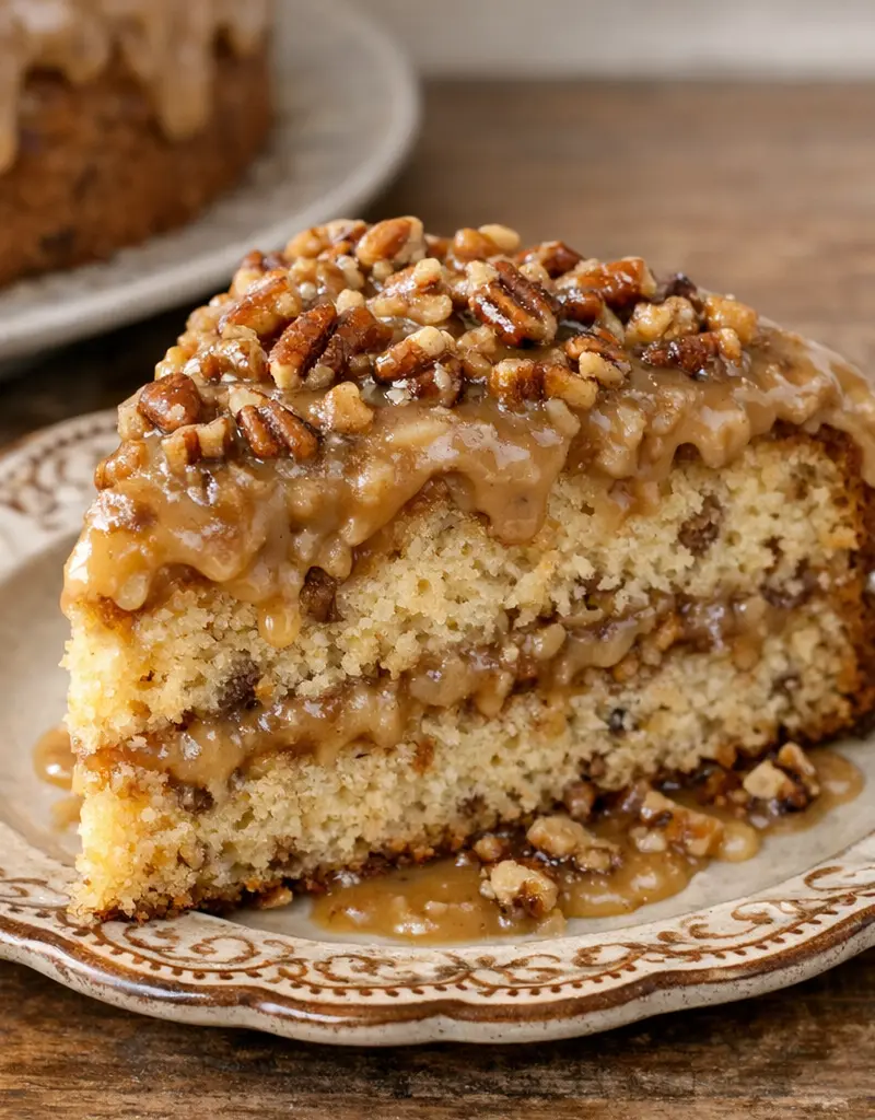 Louisiana Pecan Praline Cake prepared dish