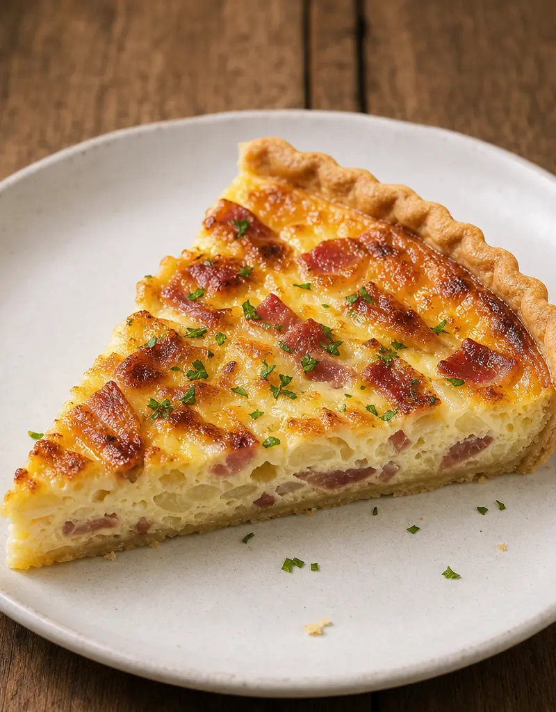 Classic Quiche Lorraine prepared dish