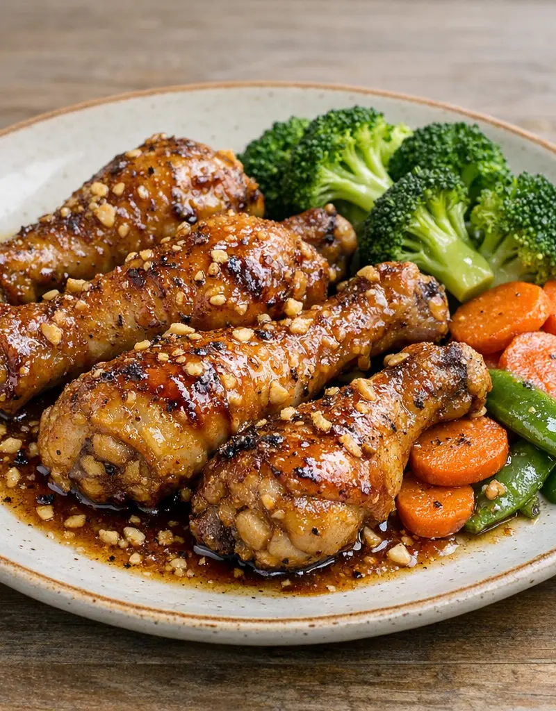 Honey Garlic Chicken Drumsticks prepared dish
