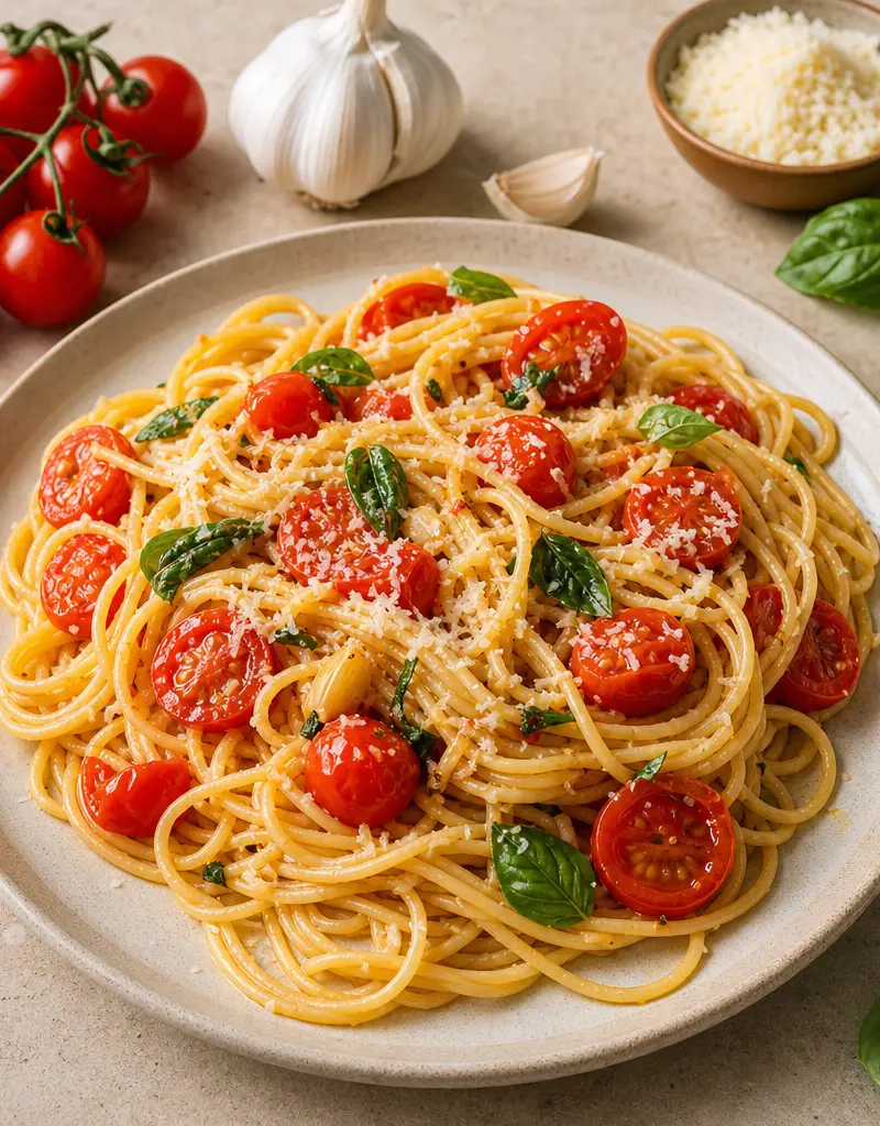 Cherry Tomato Spaghetti prepared dish
