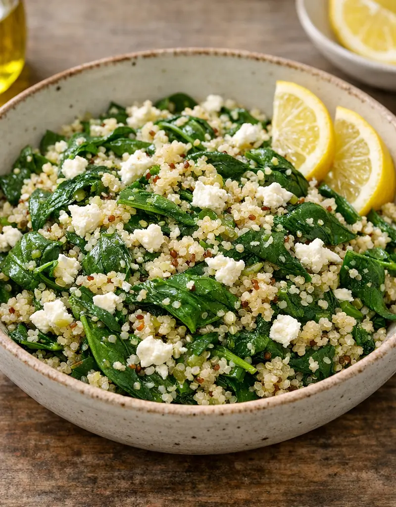 Quinoa Spinach And Feta Salad prepared dish