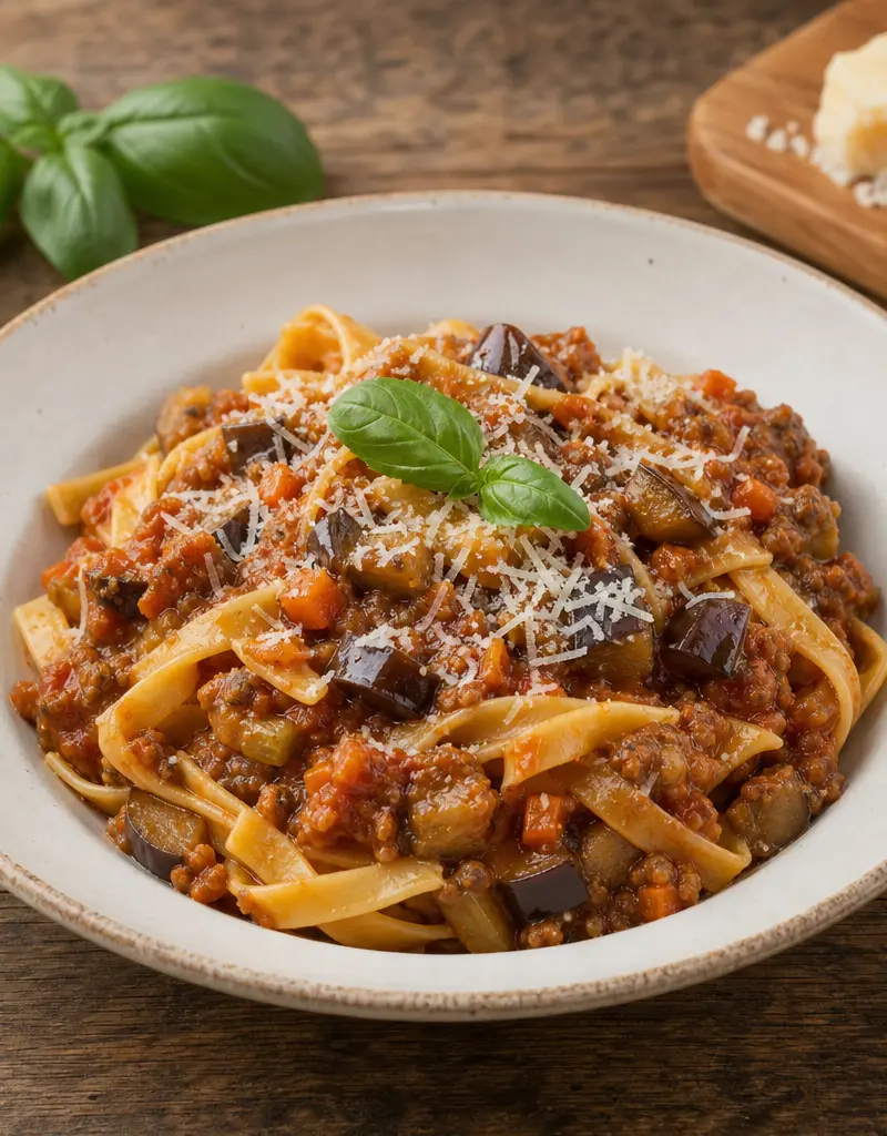 Eggplant Bolognese prepared dish