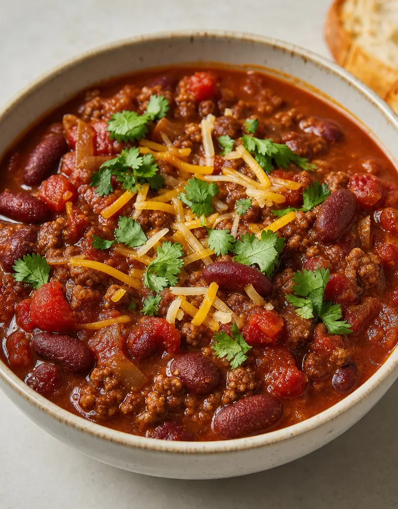 Hearty Christmas Chili prepared dish