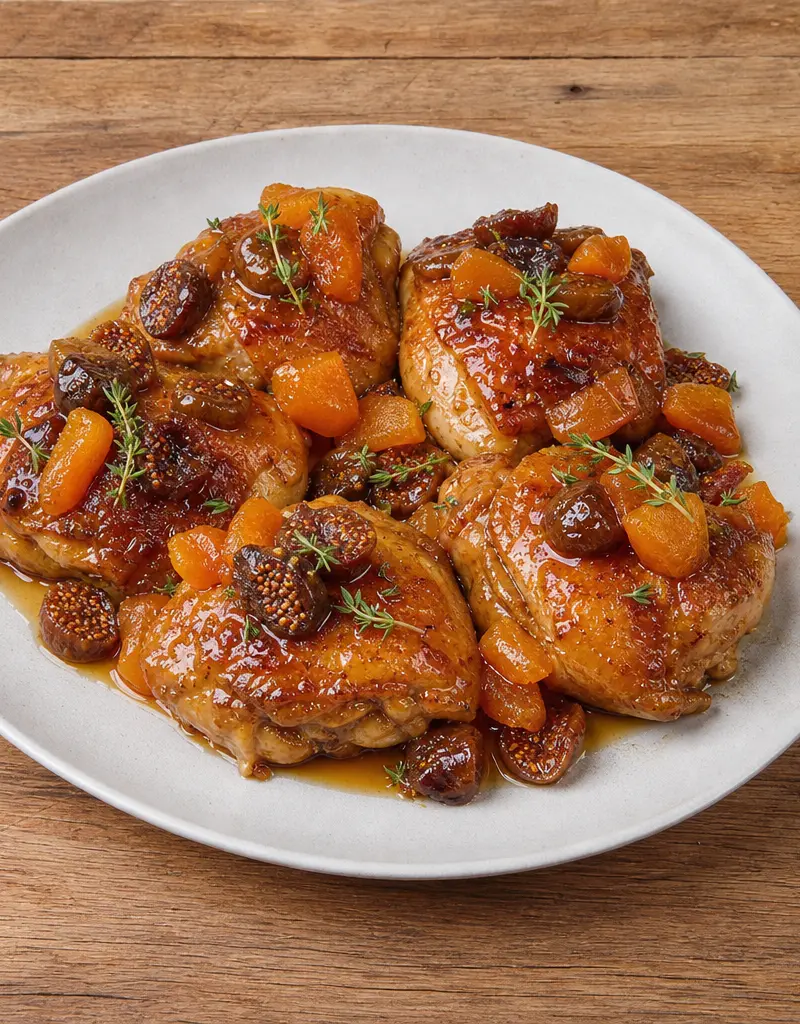 Fig and Apricot Glazed Chicken prepared dish