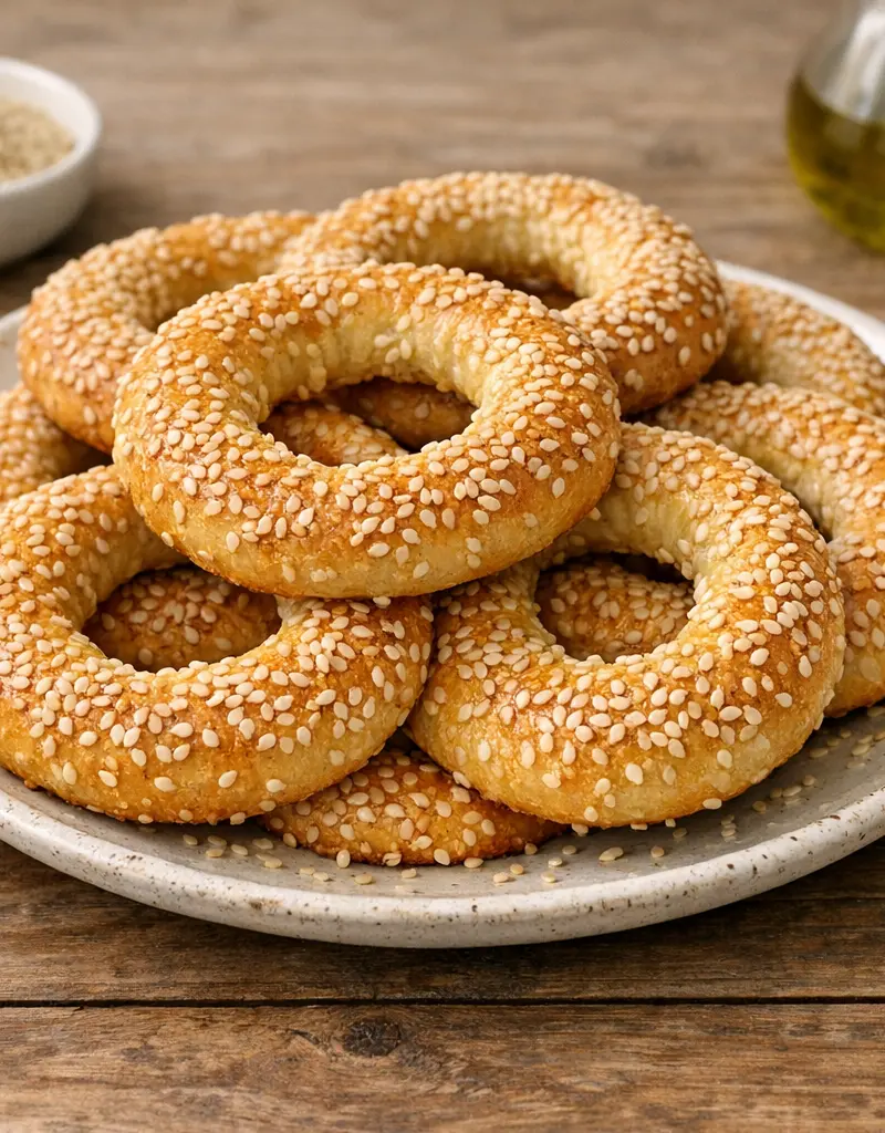 Greek Sesame Bread Rings prepared dish