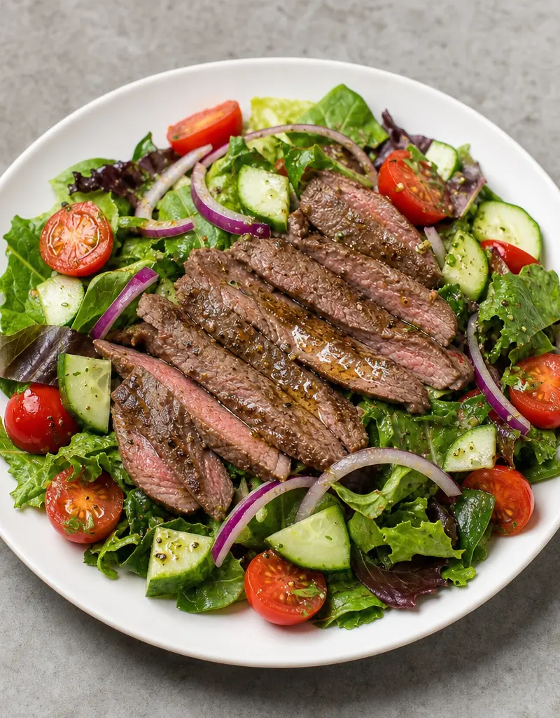 Beef Salad with Fresh Vegetables prepared dish