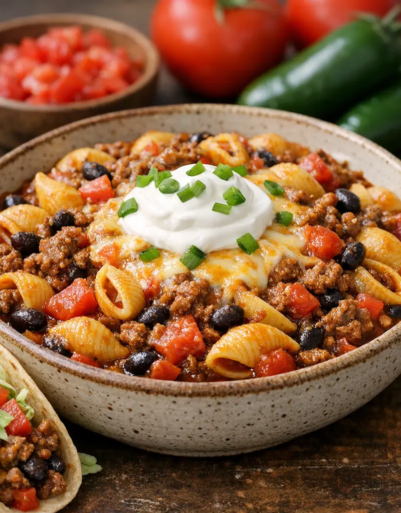 Taco Pasta Skillet prepared dish