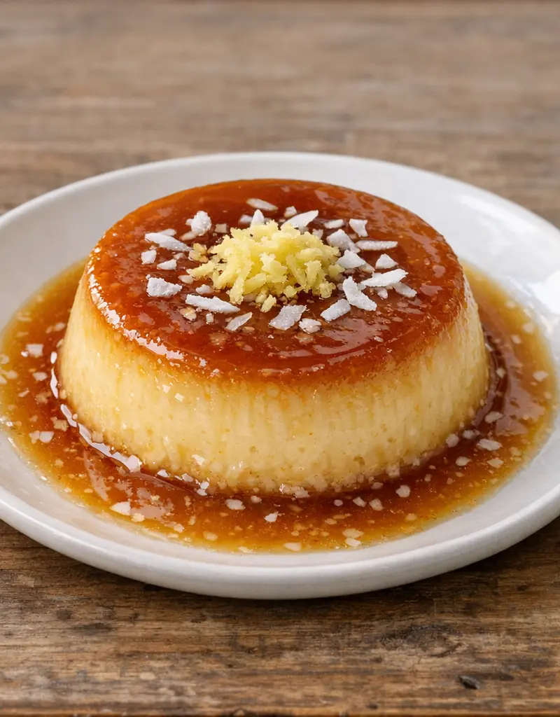Coconut Ginger Flan prepared dish