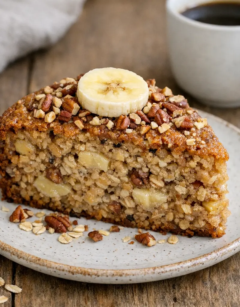 Banana Pecan Oatmeal Cake prepared dish