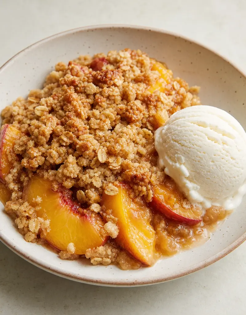 Fresh Peach Crumble prepared dish
