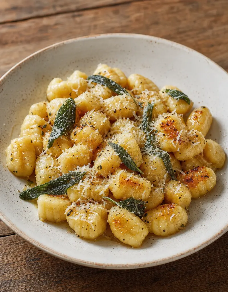 Baked Potato Gnocchi with Sage Butter prepared dish
