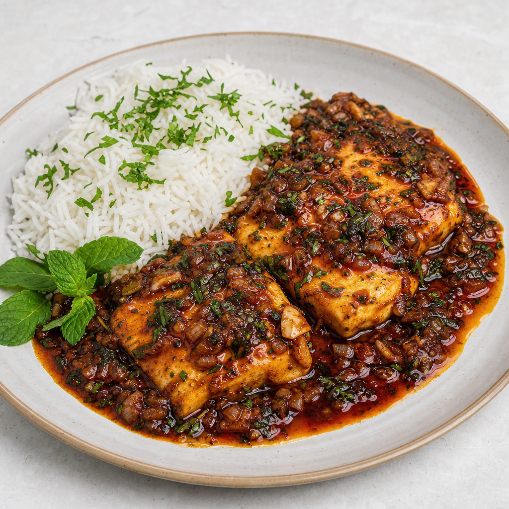 Fish in Persian Sweet and Sour Sauce prepared dish