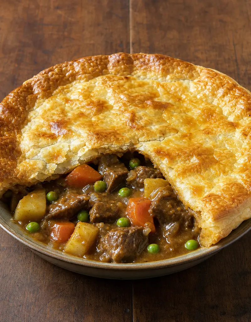 Beef Curry Pot Pie prepared dish