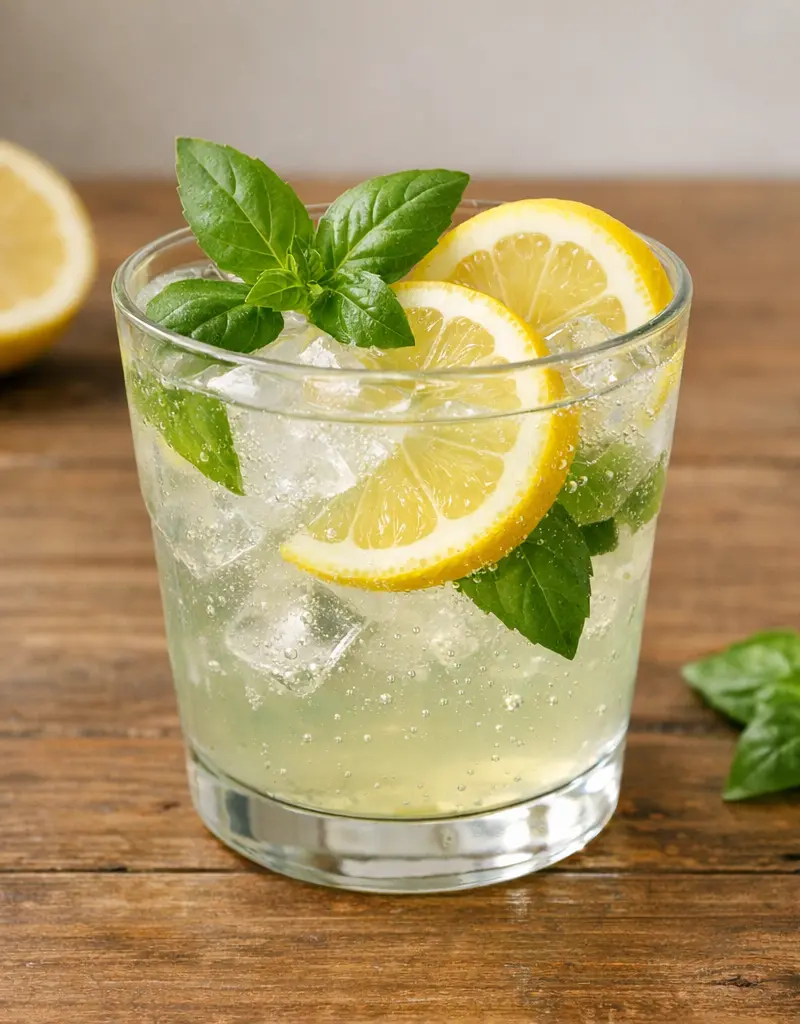 Lemon Basil Cocktail prepared dish