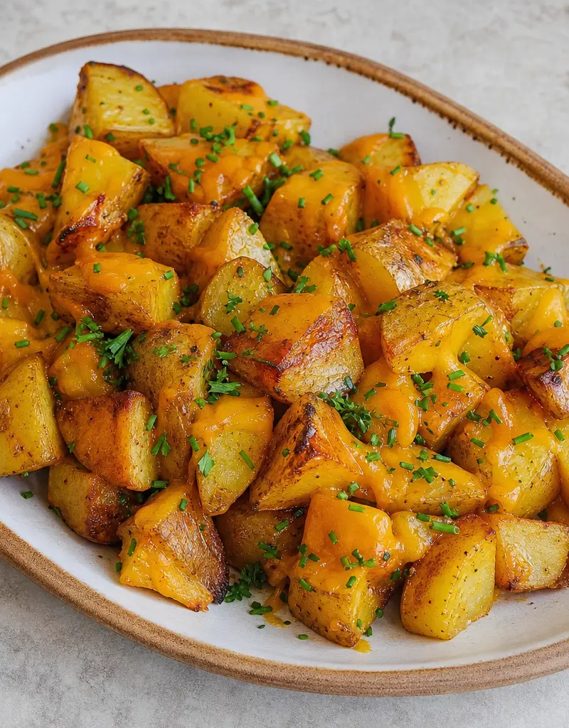 Roasted Cheddar Potatoes prepared dish