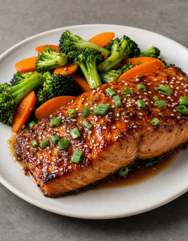Bourbon Glazed Salmon prepared dish