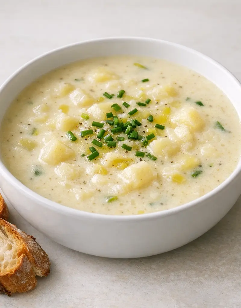 Creamy Potato Leek Soup prepared dish