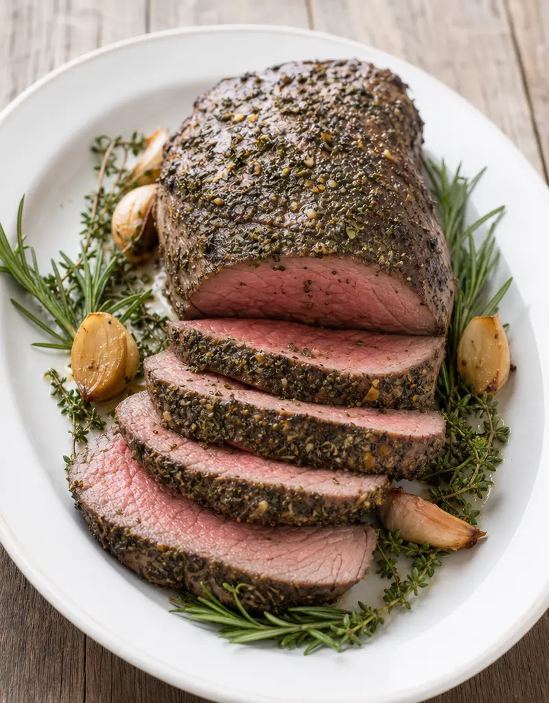 Herb-crusted Beef Tenderloin prepared dish