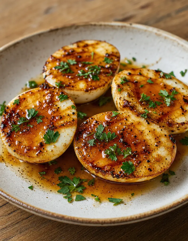 Grilled Eggs with Sweet Glaze prepared dish