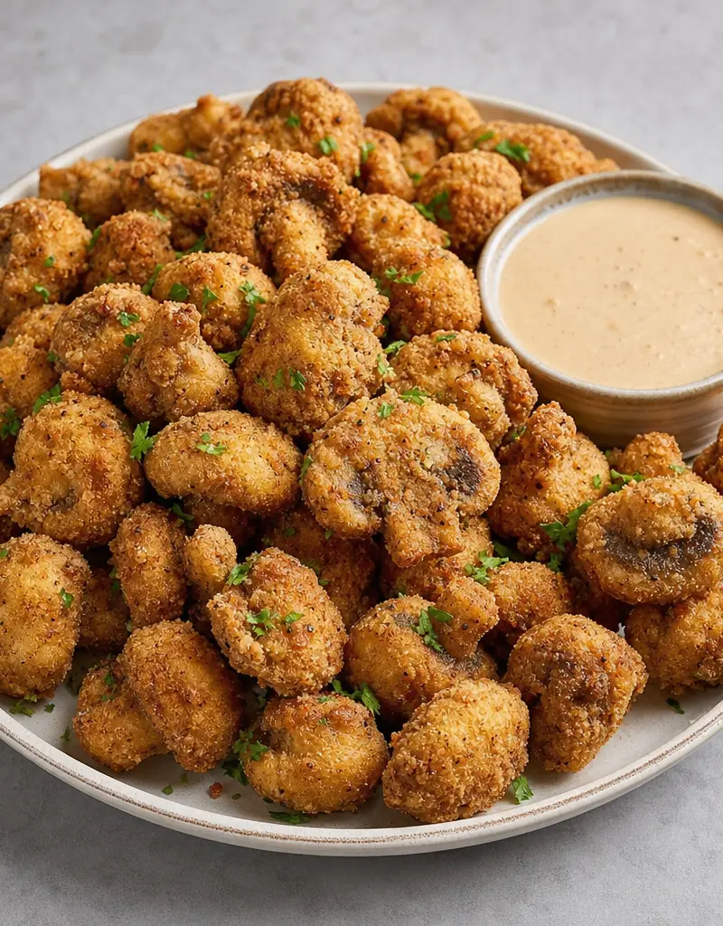 Crispy Fried Mushrooms prepared dish
