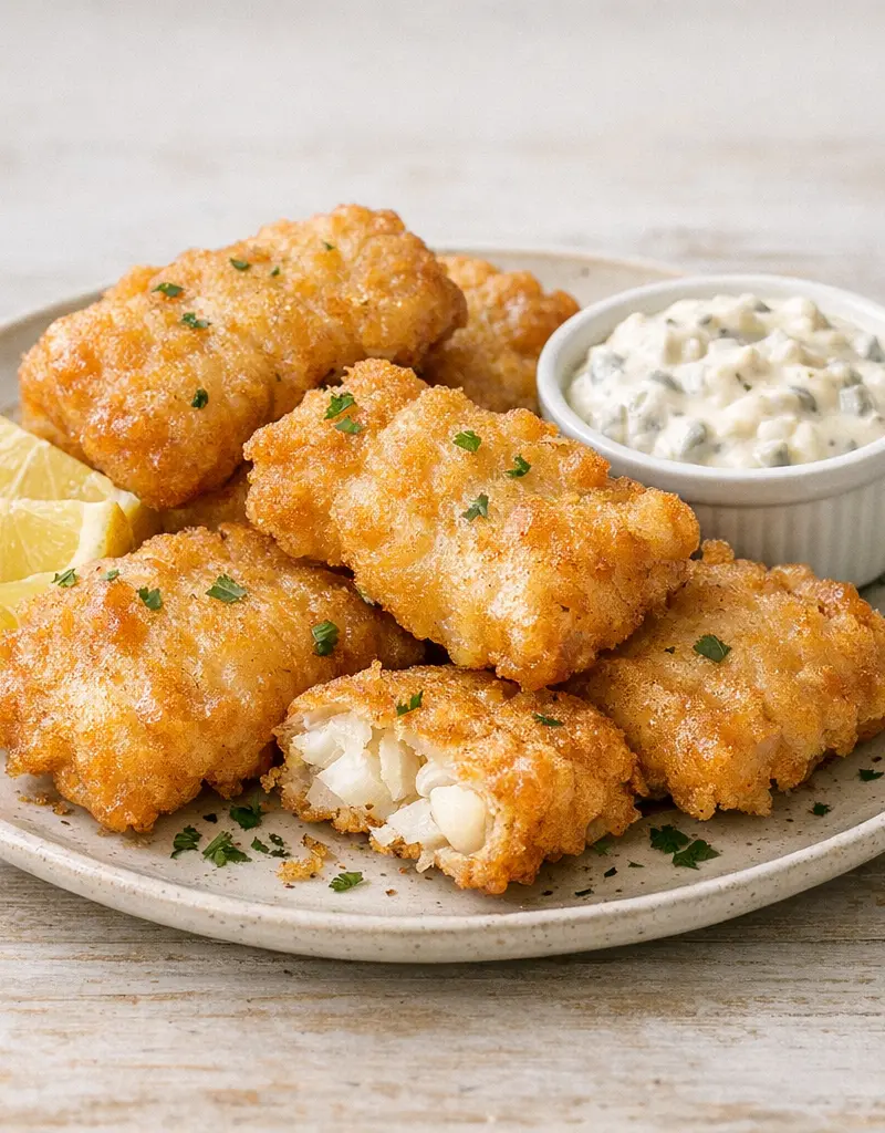 Crispy Beer-battered Fish prepared dish