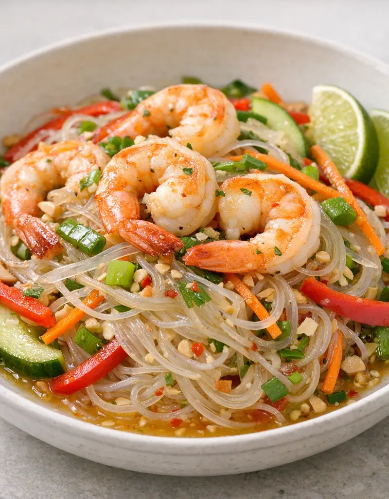 Thai Glass Noodle Salad With Shrimp prepared dish