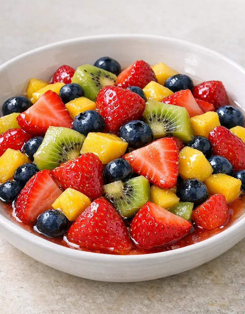 Fresh Fruit Salad With Rose Water Syrup prepared dish