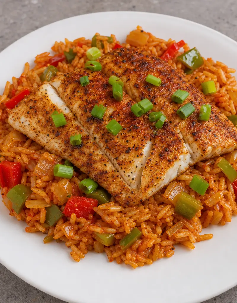 Creole Fish with Spicy Rice prepared dish