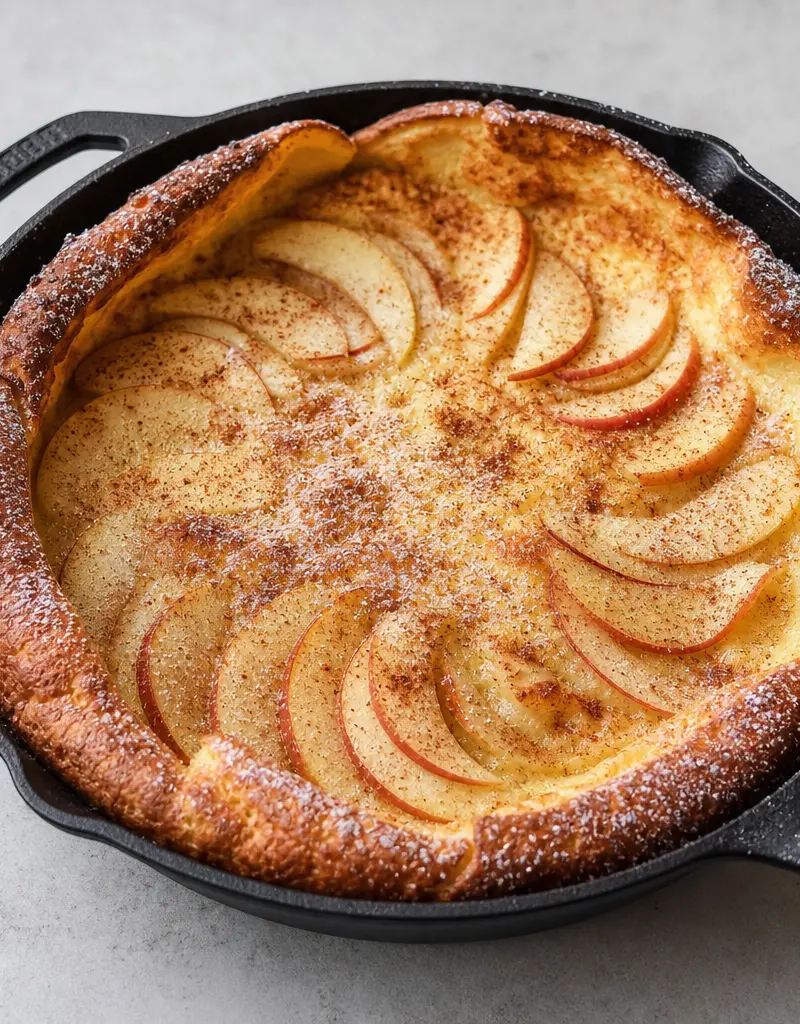 Apple Cinnamon Dutch Baby Pancake prepared dish