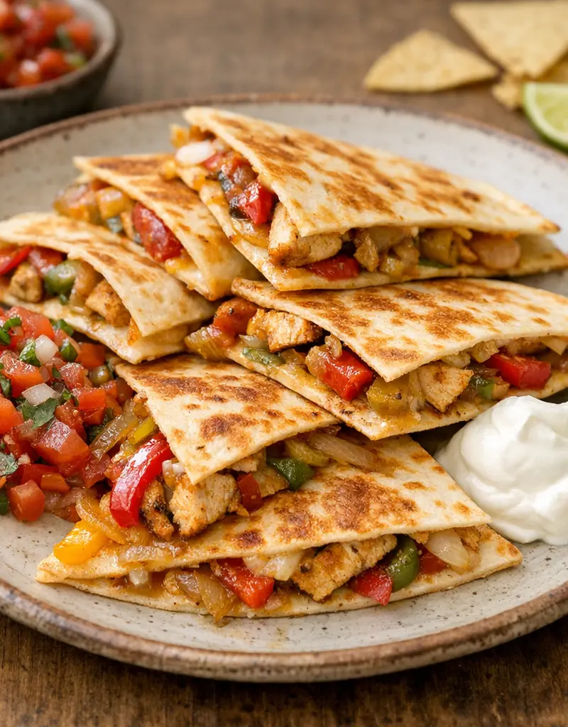 Chicken Fajita Quesadillas prepared dish
