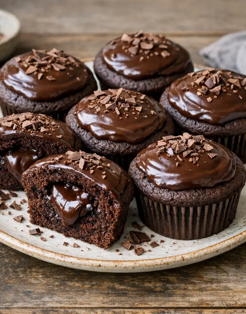 Chocolate Cupcakes With Ganache Filling prepared dish