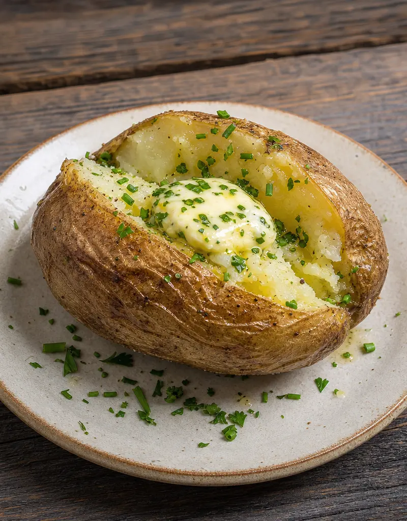 Baked Potatoes with Herb Butter prepared dish
