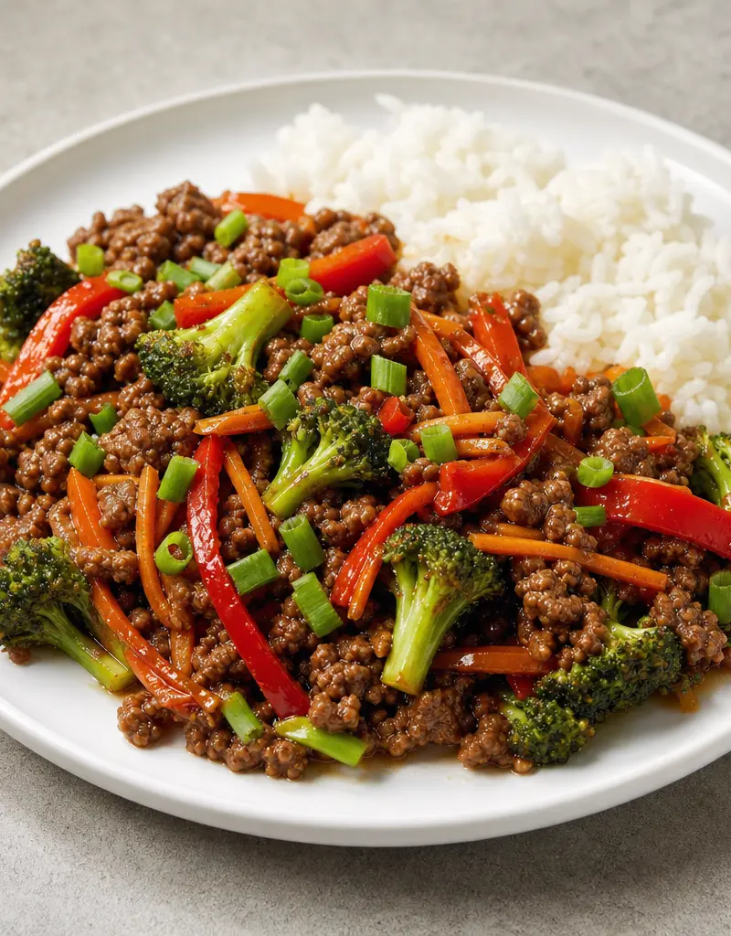 Oriental Ground Beef Stir-fry prepared dish