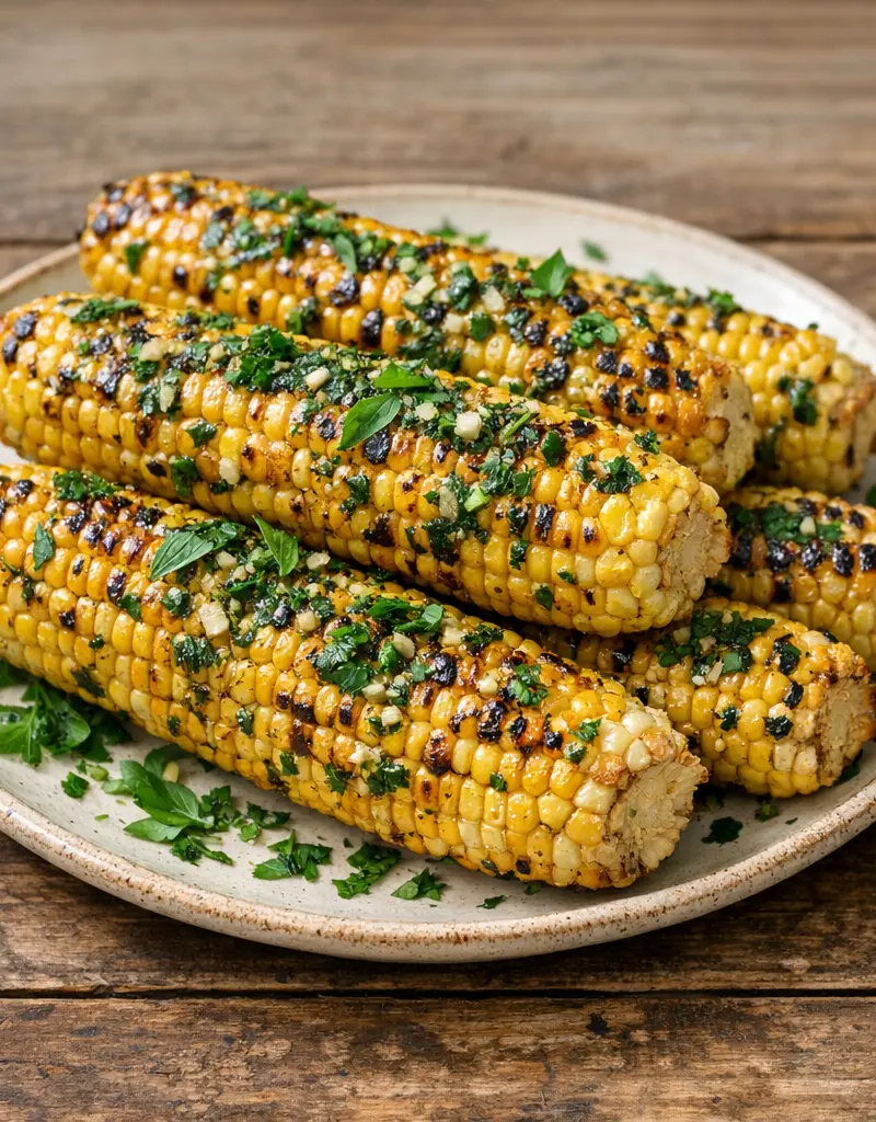 Grilled Herb-infused Corn On The Cob prepared dish