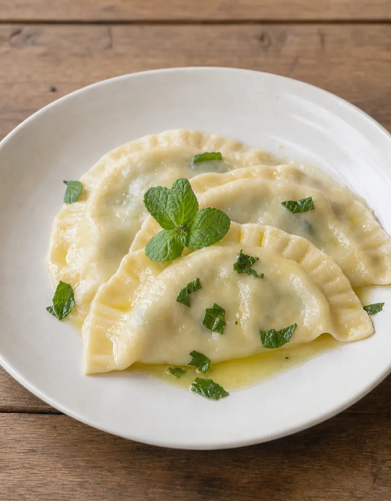 Kärntner Kasnudel with Mint Filling prepared dish