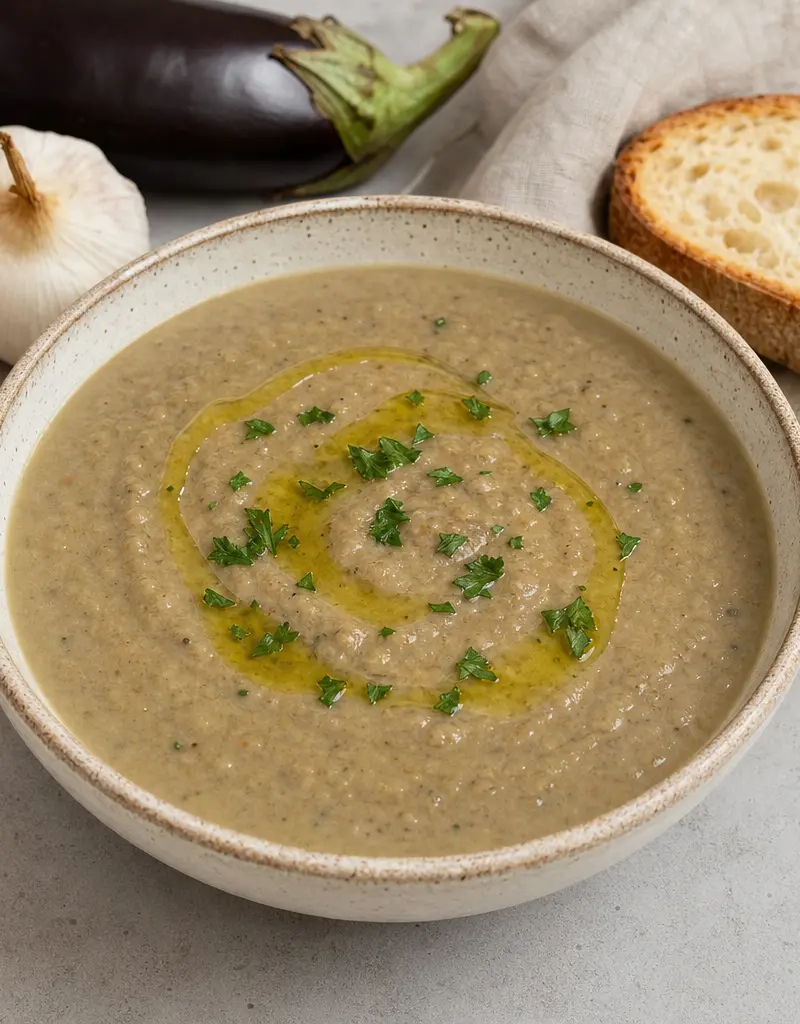Creamy Eggplant Soup prepared dish