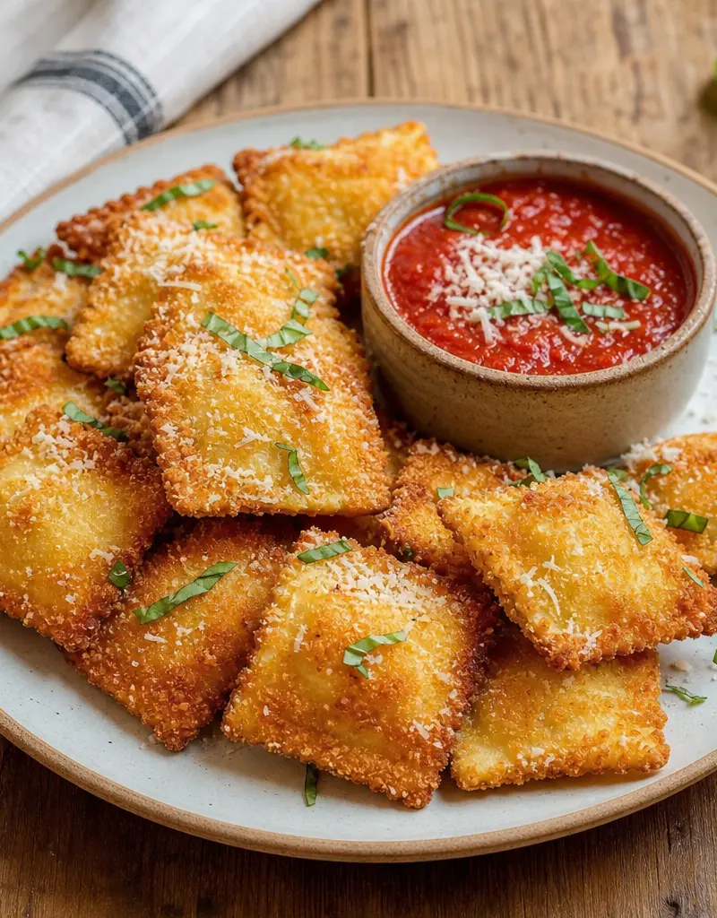 Fried Ravioli with Marinara Sauce prepared dish