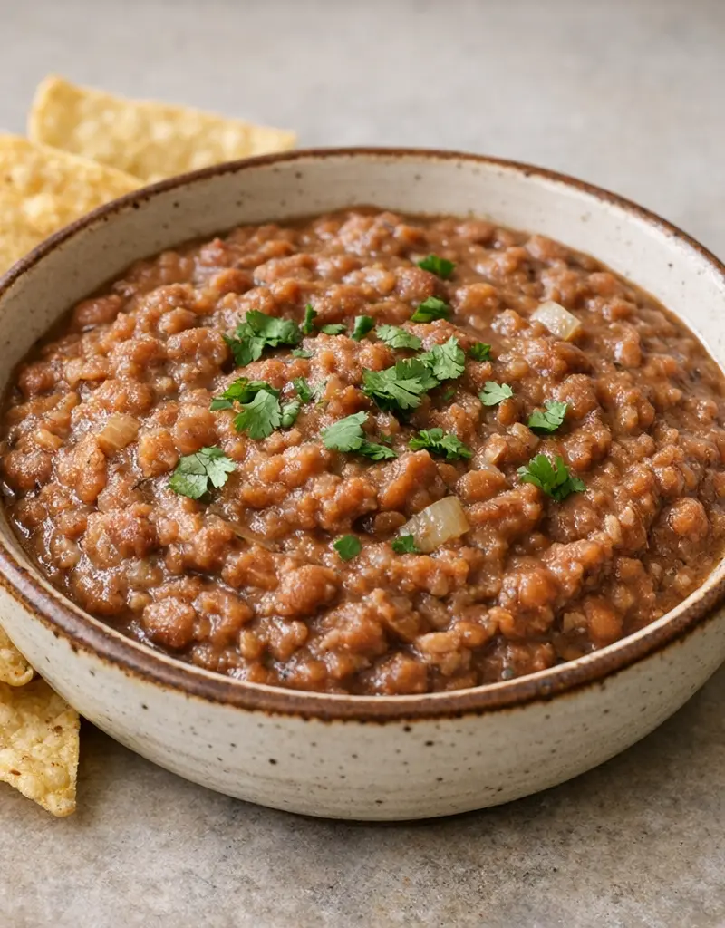 Traditional Refried Beans prepared dish