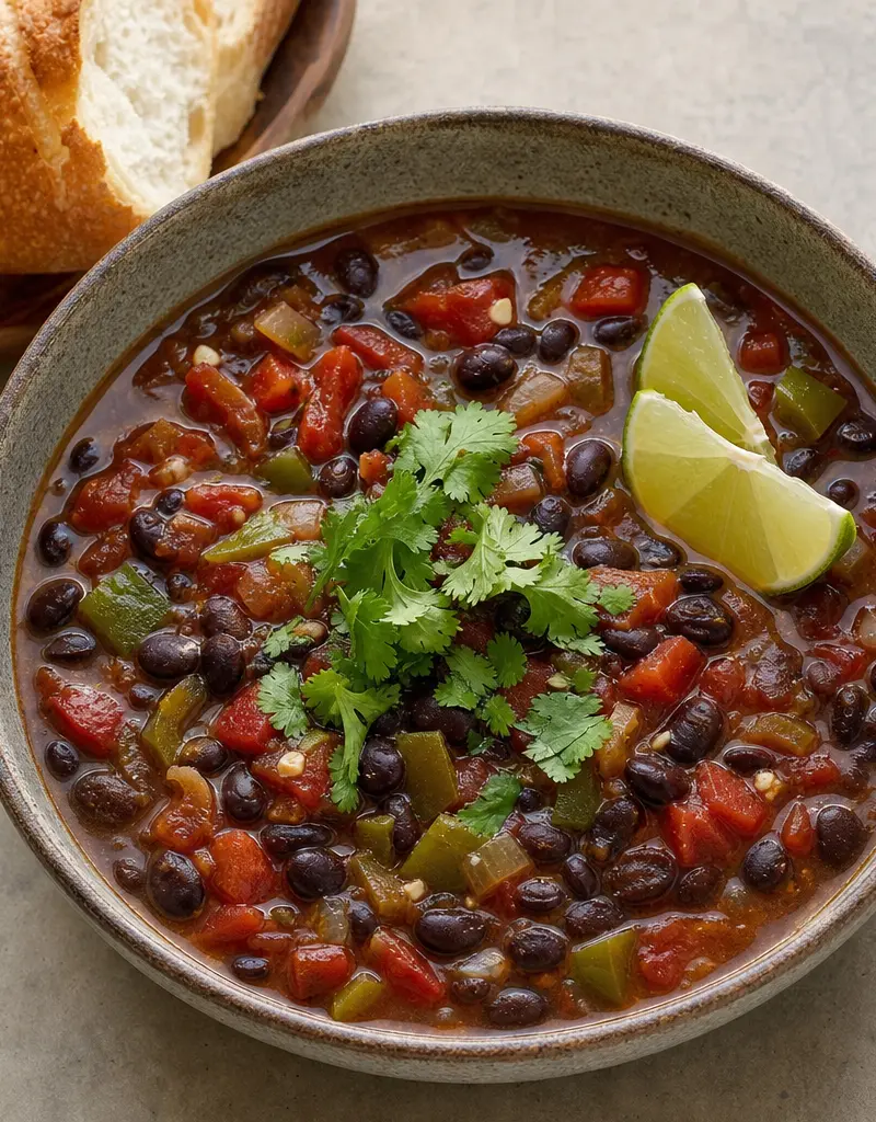 Spicy Black Bean Stew prepared dish
