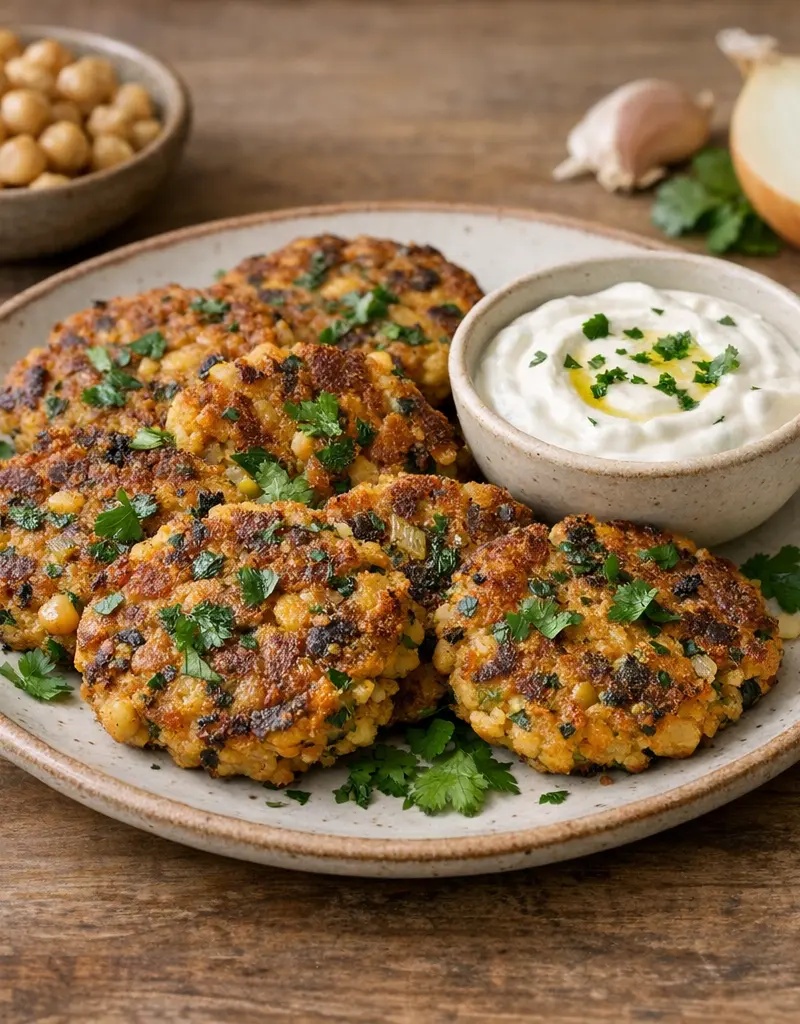 Mediterranean Chickpea Latkes prepared dish