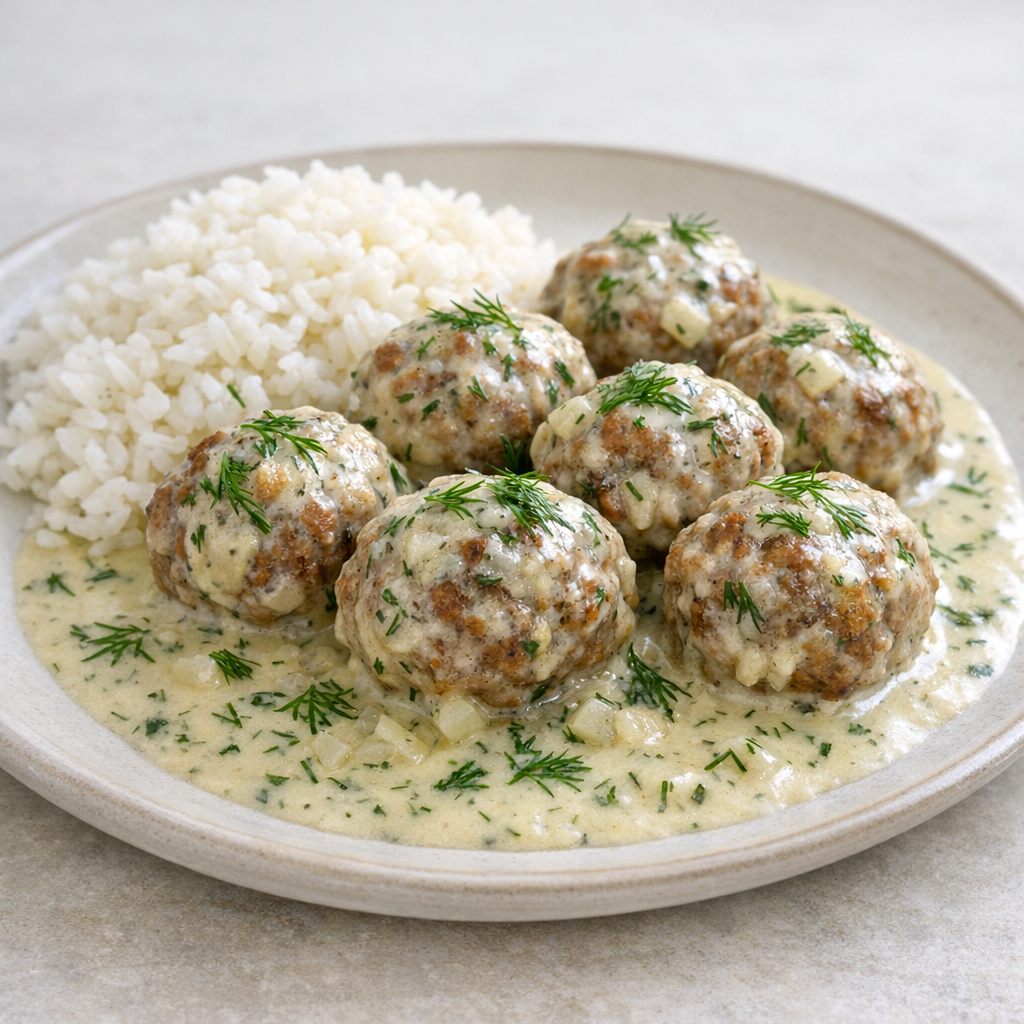 Meatballs In Creamy Dill Sauce prepared dish