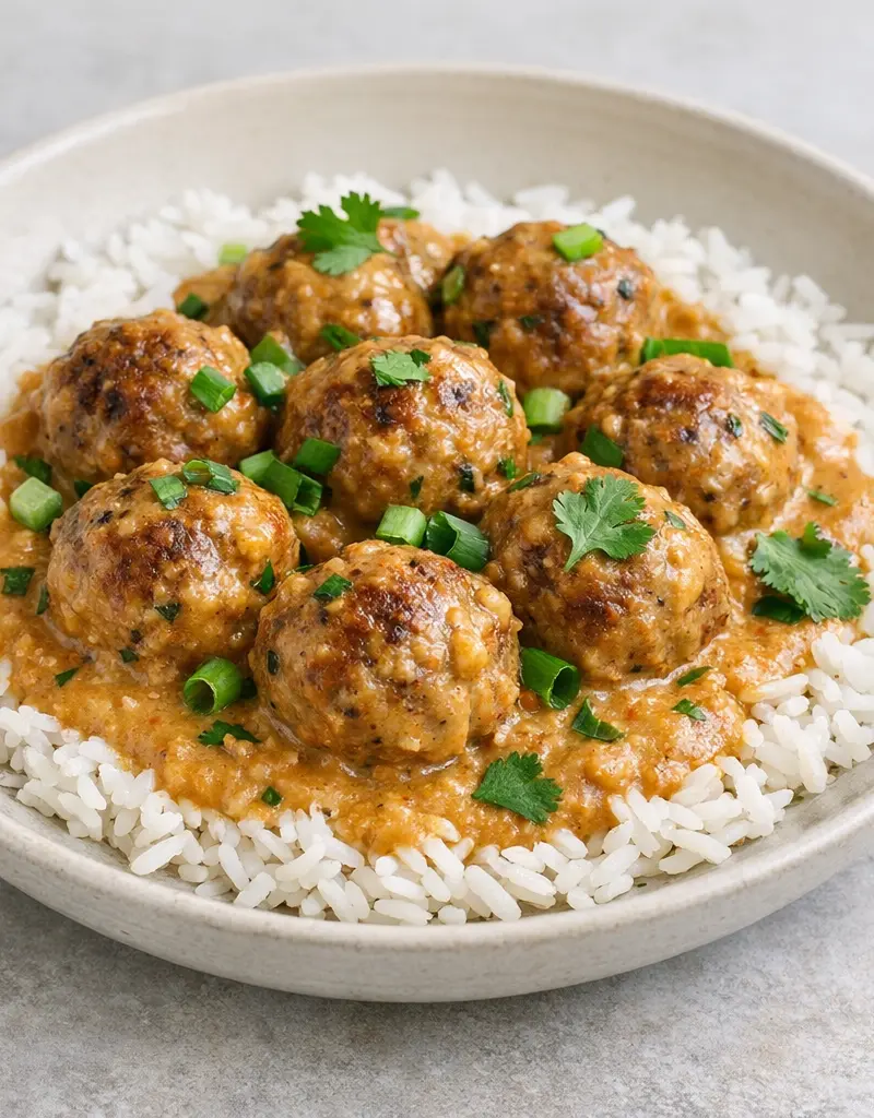 Meatballs In Peanut Curry Sauce prepared dish