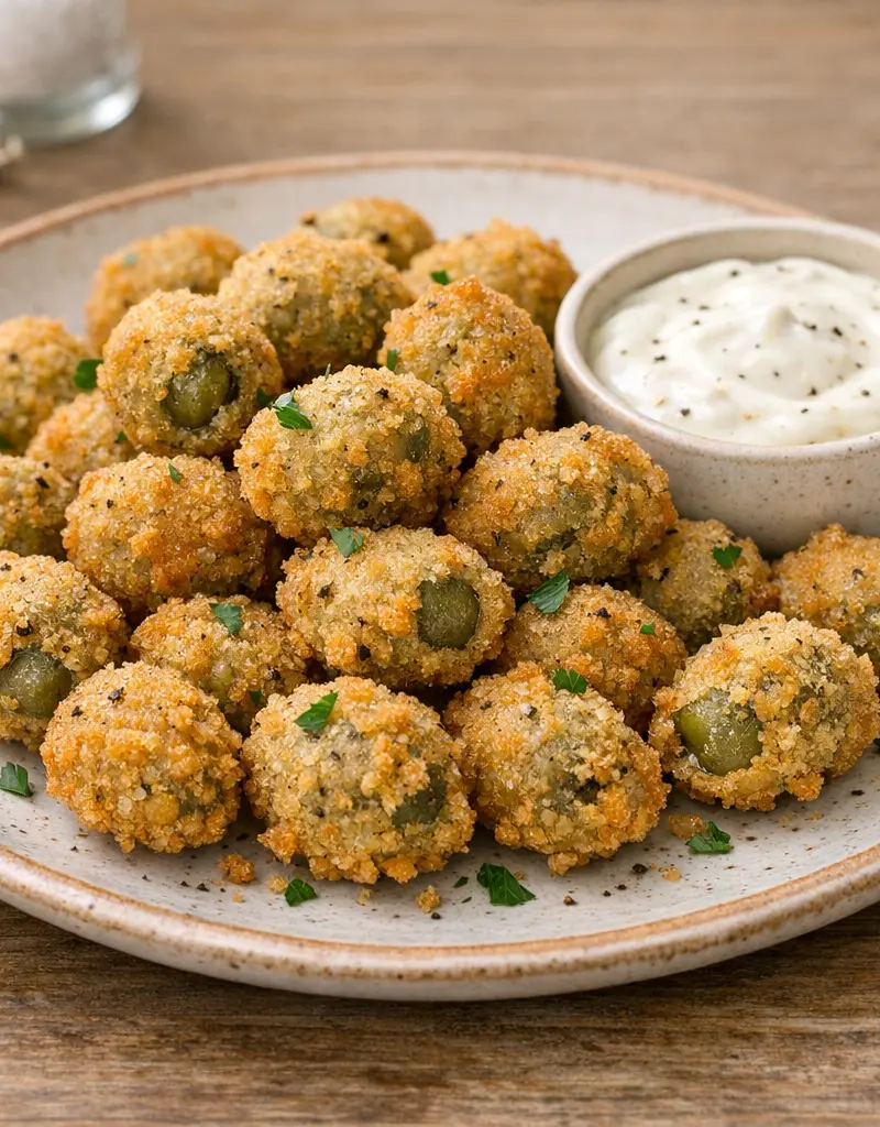 Crispy Fried Olives prepared dish
