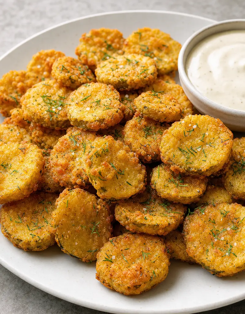 Crispy Fried Dill Pickle Coins prepared dish