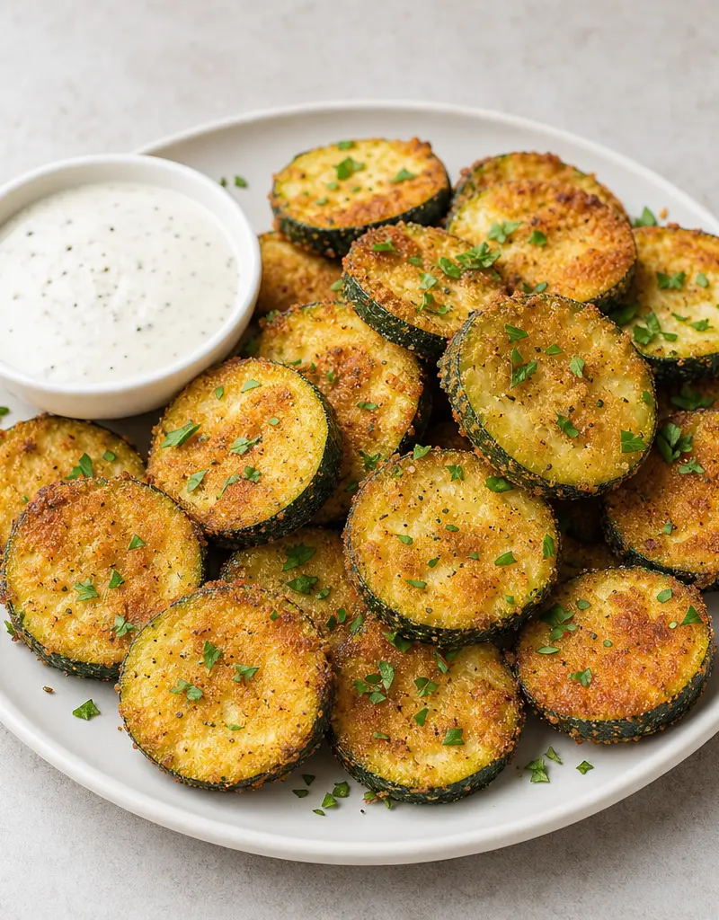 Crispy Fried Zucchini Rounds prepared dish