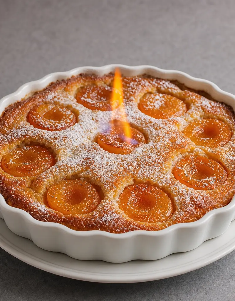 Flambéed Apricot Pudding prepared dish