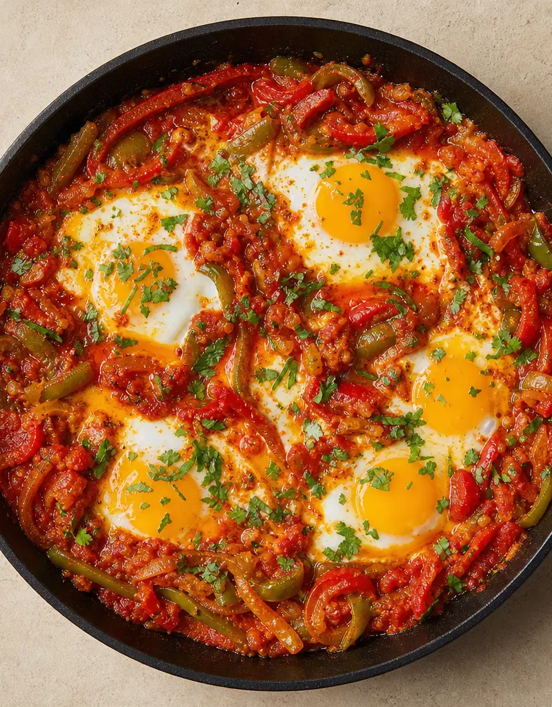 Tunisian-style Eggs with Peppers and Tomatoes